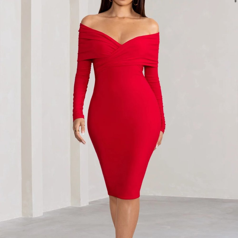 Club London Bardot Midi Dress